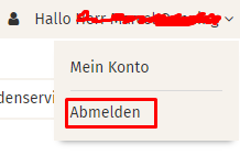 Abmelden-Button auf dem Desktop